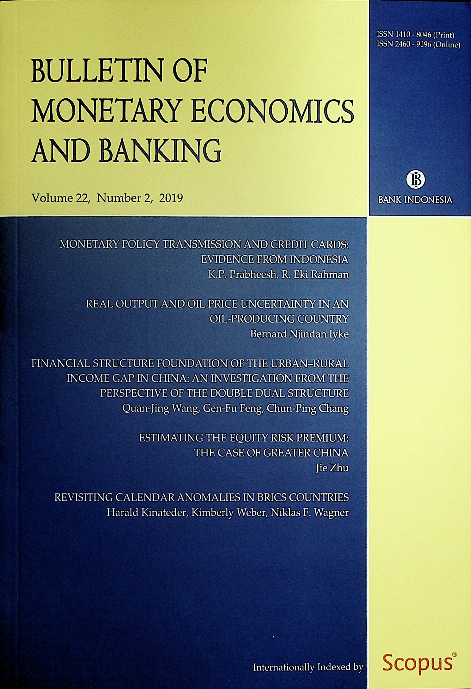 Bulletin Of Monetary Economics And Banking, 2019