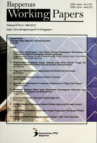 The Indonesia Journal of Development Planning : Bappenas Working Paper, Mei 2019