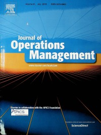 Journal of Operation Management, July 2018