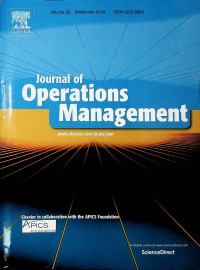 Journal of Operation Management, September 2018