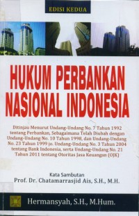 Image of Hukum perbankan nasional Indonesia: ditinjau menurut undang-undang no.7 tahun 1992...