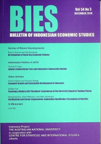 Image of Bulletin of Indonesian Economic Studies (BIES) December 2018