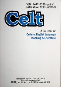 Celt : A journal of Culture, English Language Teaching and Literature ; July 2018