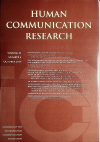 Image of Human Communication Research : An Official Journal of the International Communication Association October 2019
