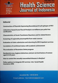 Image of Health Science Journal of Indonesia, June 2019