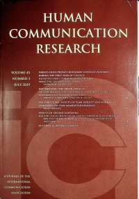 Image of Human Communication Research : An Official Journal of the International Communication Association July 2019