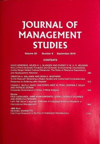 Image of Journal of Management Studies, September 2018