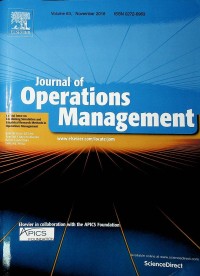 Image of Journal of Operation Management, November 2018