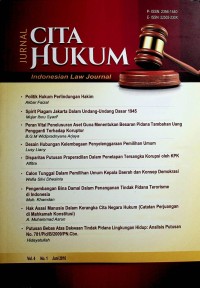 Image of Jurnal Cita Hukum, Juni 2016