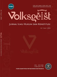 Image of Volksgeist : Jurnal Ilmu Hukum dan Konstitusi