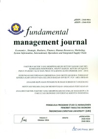 Image of Fundamental Management Journal Volume 2 Oktober 2016